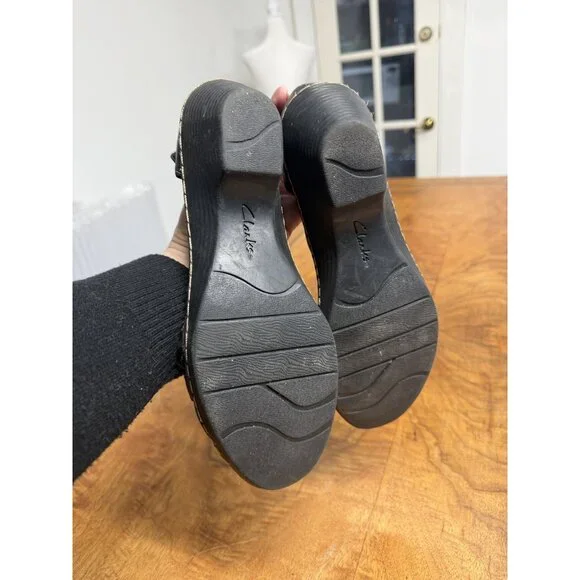 Women’s CLARKS size 8.5 Wendy Alto Black Leather Casual Shoes Sandals - Picture 6 of 7